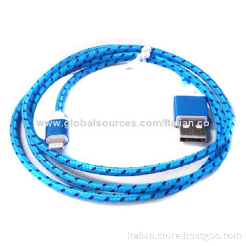 2014 New Colorful braided cable for iPhone 5, with aluminum shellNew